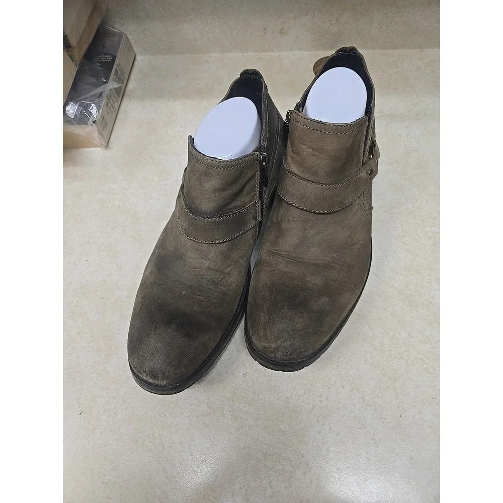 Donald J Pliner Bakula Tan Leather Side Zip O-Ring Ankle Boots Men's Size 10